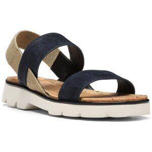 EUC Donald J. Pliner Navy/Tan Stretch Strap Flatform Sandals